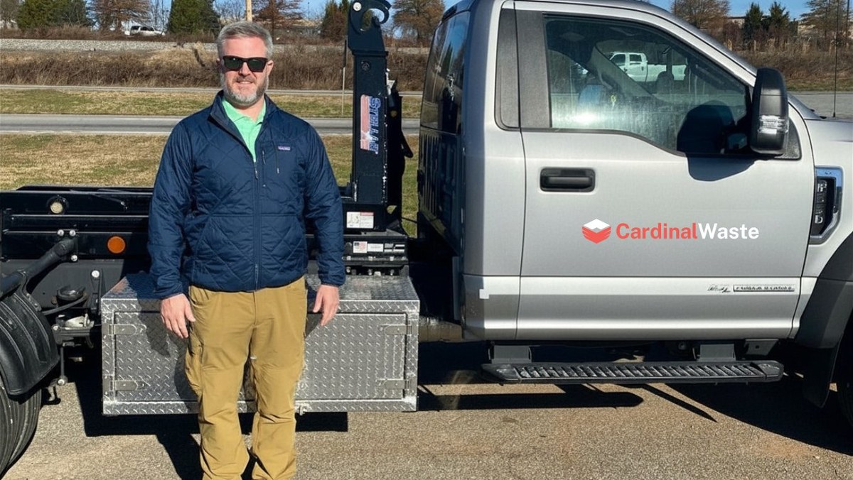 Cardinal Waste Services founder with truck — locally and family owned
